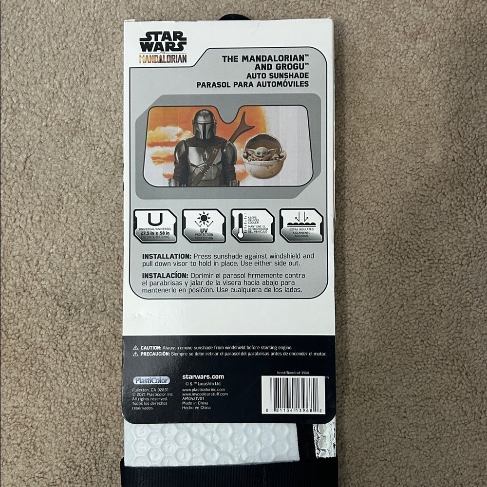 Star Wars & the Mandalorian Baby Yoda Grogu car windshield sunshade NWT - Picture 3 of 6